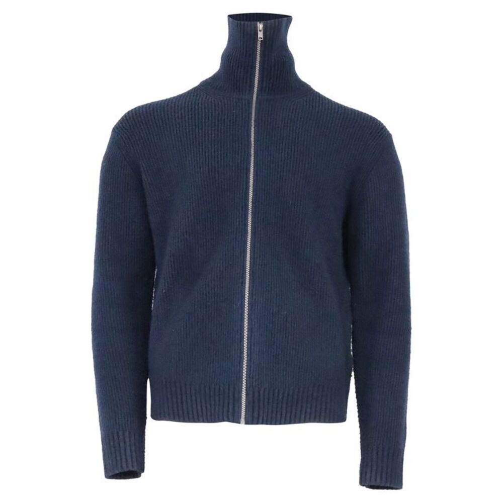 JW Anderson X Uniqlo Zip-Up Sweater in Navy Blue Acrylic
